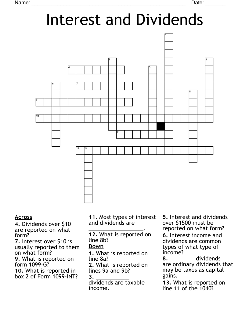 Like dividends crossword