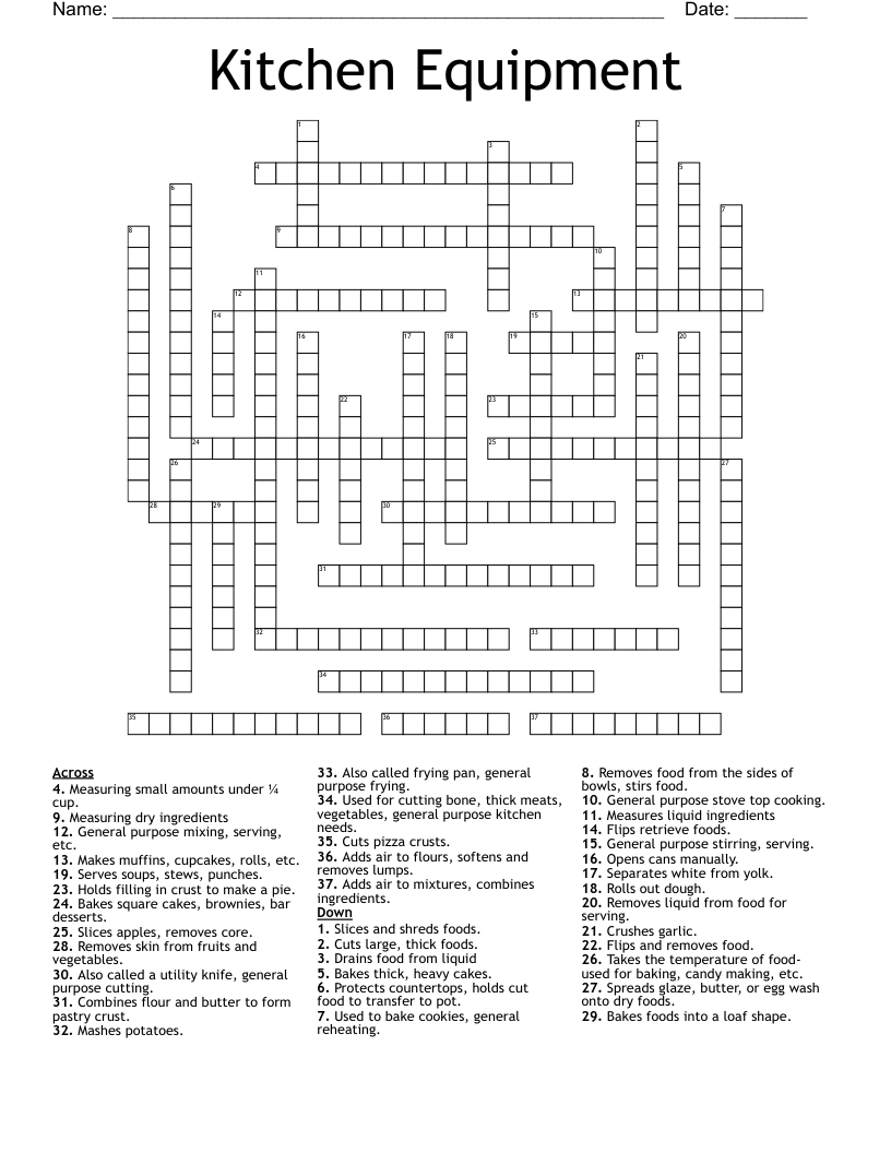 Countertop crossword
