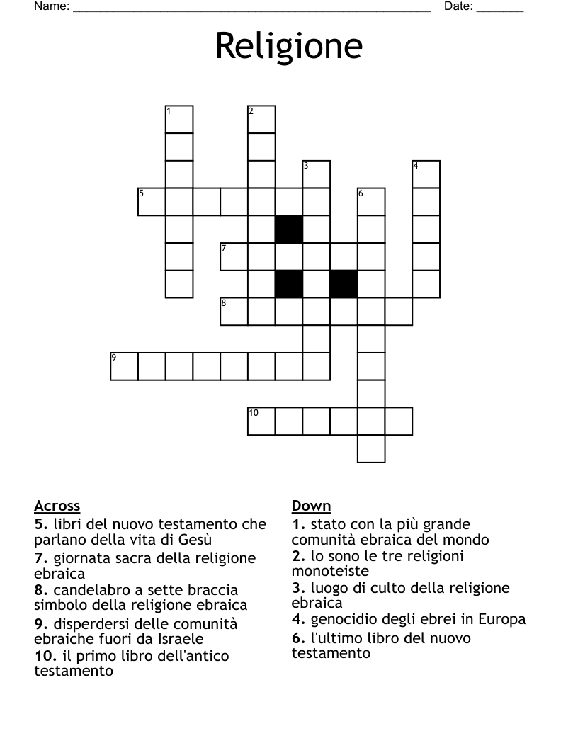 Italian Language Crosswords Word Searches Bingo Cards Wordmint