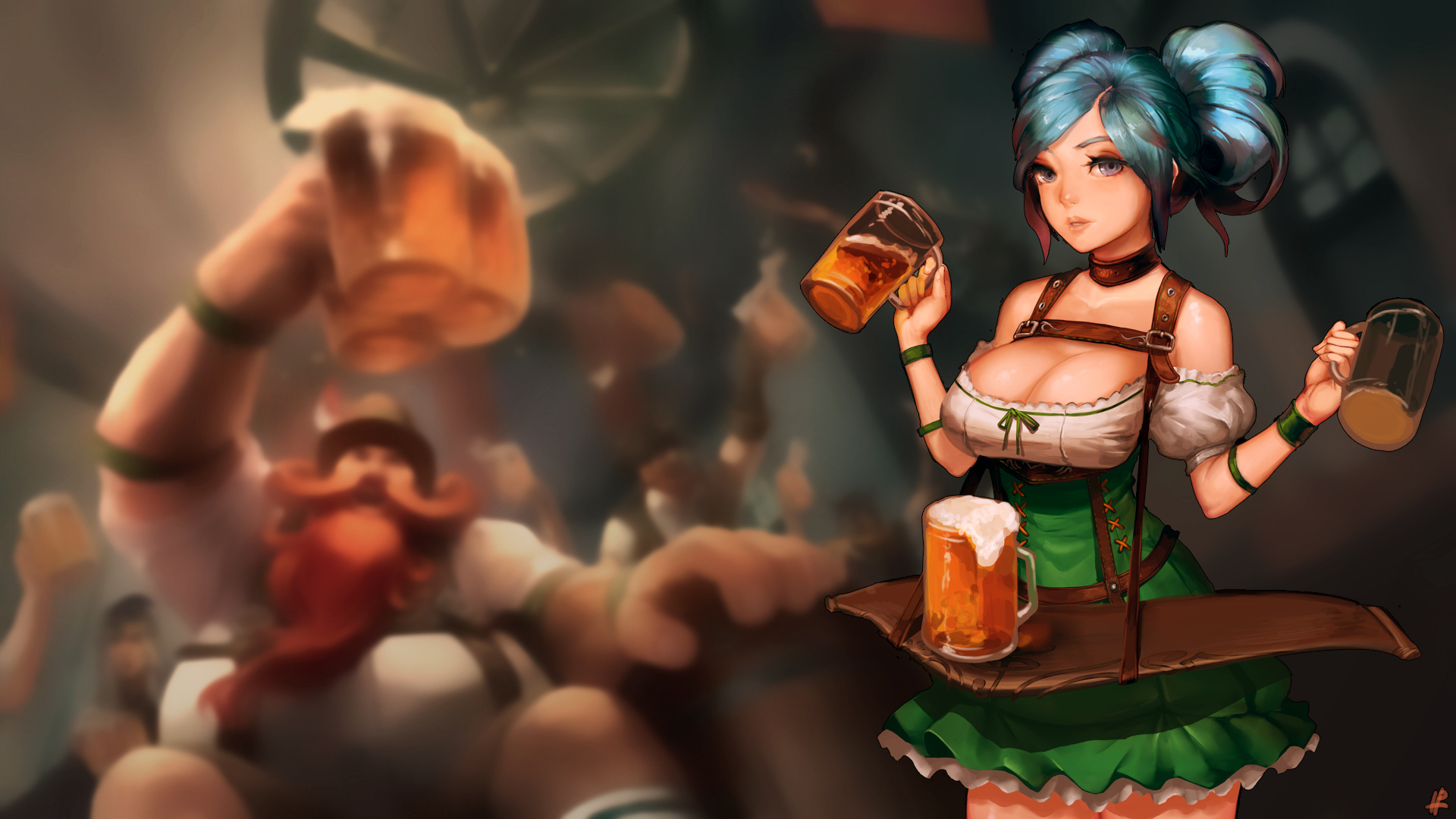 Video Game League Of Legends HD Wallpaper Sona boobs