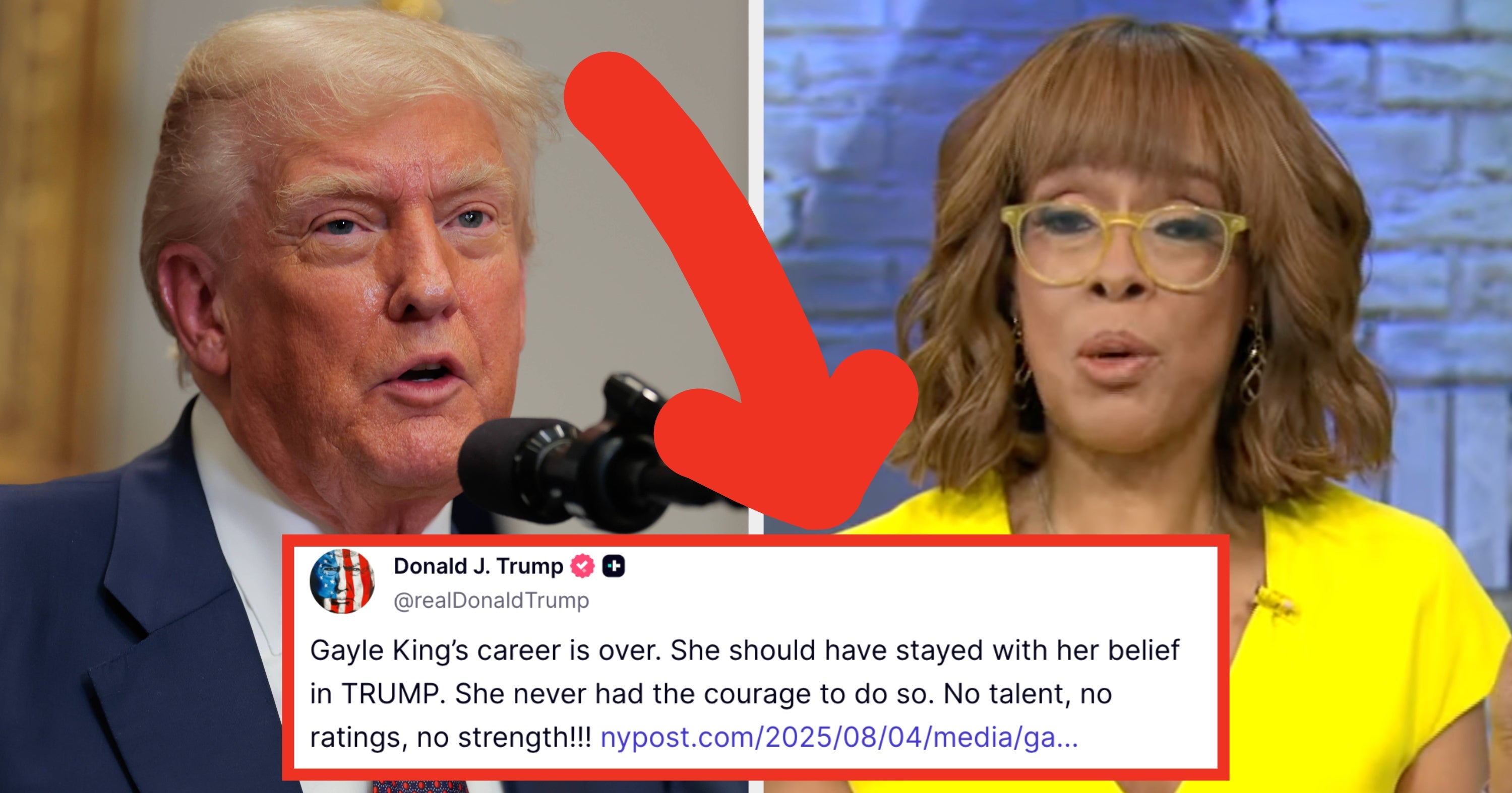“No Talent, No Ratings, No Strength”: Donald Trump Just Flipped Out At Gayle King, And It Involved CBS