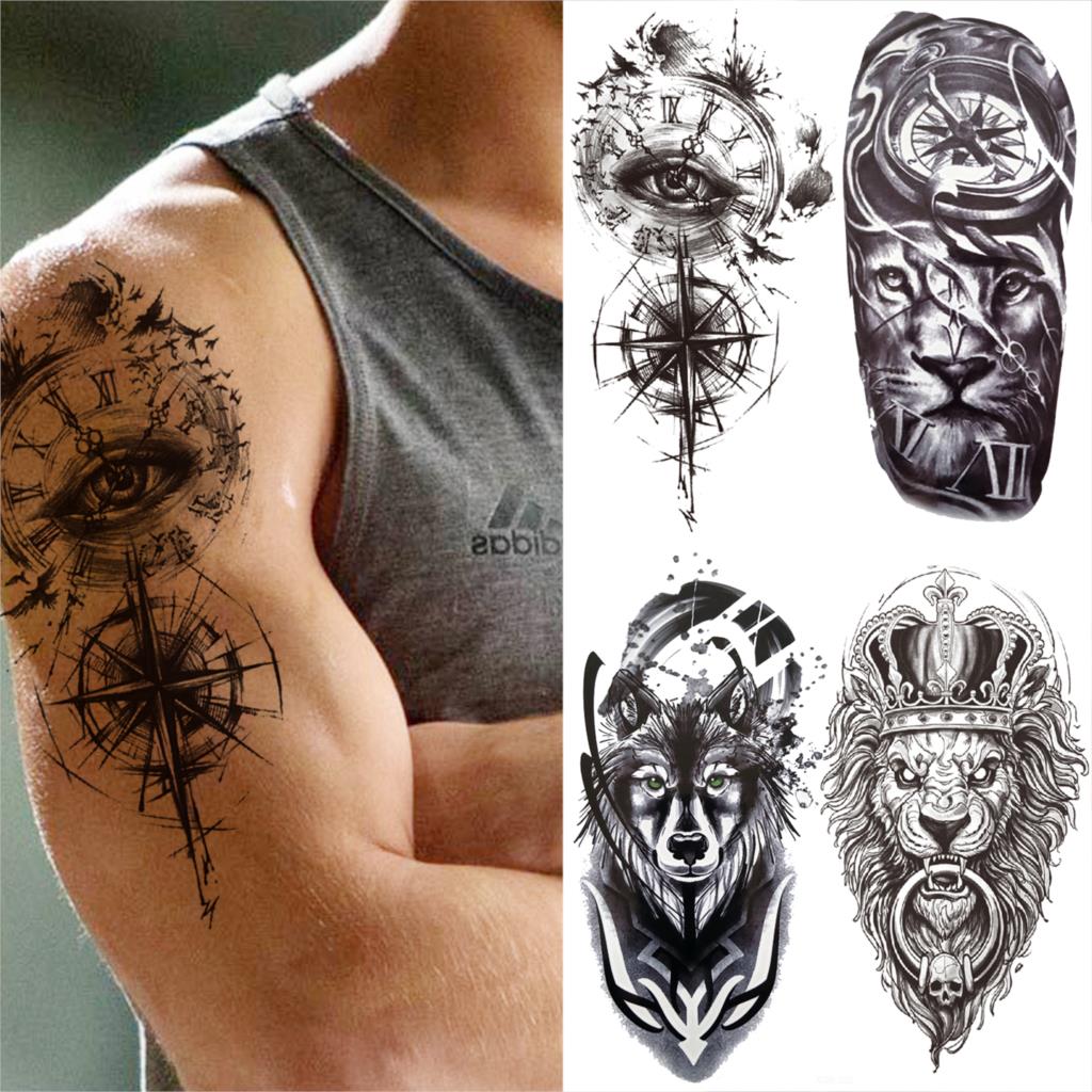 Buy Compass Evil Eye Temporary Tattoos For Men Women Realistic Fake Lion King Wolf Tattoo Sticker Half Sleeve Chest Forearm Tatoos At Affordable Prices — Free Shipping, Real Reviews With Photos — Joom 1024_x_1024_jpg