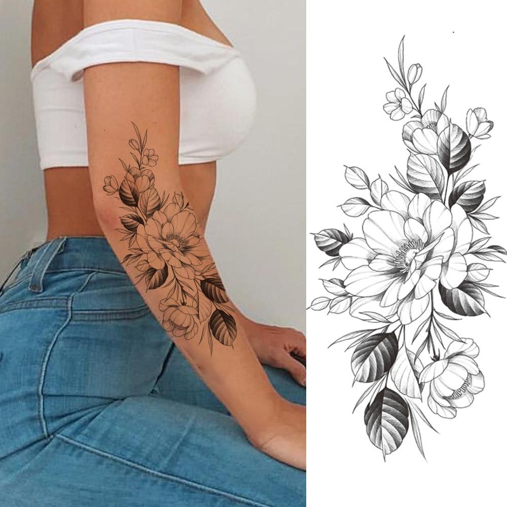 Nero 3D Peony Falso Adesivo Tatuaggio Per Le Ragazze Donne Realistico Rose Dahlia Tatuaggi Temporanei Moda Avambraccio Tatoos Impermeabile Acquista In Modo Economico — Spedizione Gratuita, Recensioni Reali Con Foto — Joom 1000_x_1000_jpg