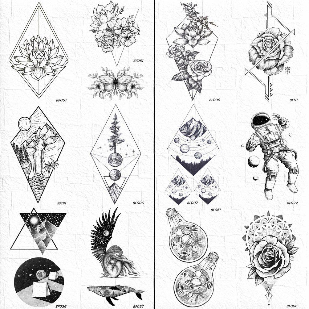 1Pc Geometric Flower Temporary Tattoos Sticker Fake Black Planets Tattoo For Women Men Kids Body Art Acheter À Prix Bas — Livraison Gratuite, Avis Réels Avec Des Photos — Joom 1001_x_1003_jpg