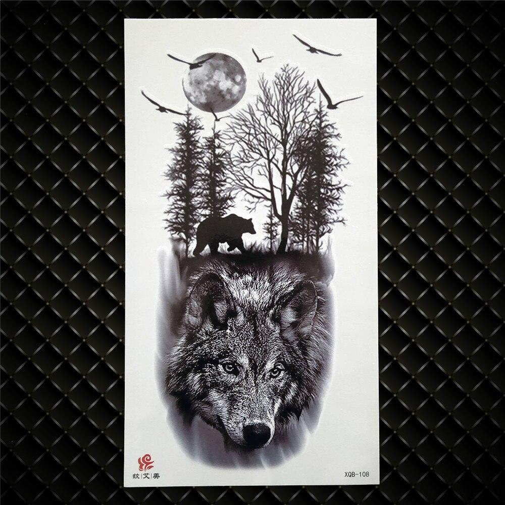Buy Creative Wolf Fake Temporary Tattoo For Men Women Clock Compass Black Tattoos Forest Spray Waterproof Tatoos Arm Coyote Lion At Affordable Prices — Free Shipping, Real Reviews With Photos — Joom 1000_x_1000_jpg