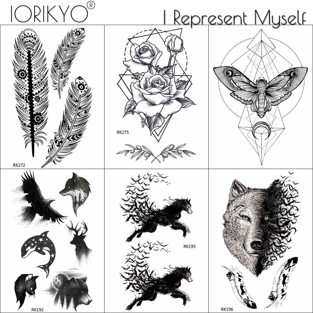 6 Pezzi / Lotto Piuma Corvo Tatuaggi Temporanei Falso Adesivo Lupo Impermeabile Tatuaggio Carta Body Art Tatoo Acquista In Modo Economico — Spedizione Gratuita, Recensioni Reali Con Foto — Joom 1000_x_1000_jpg
