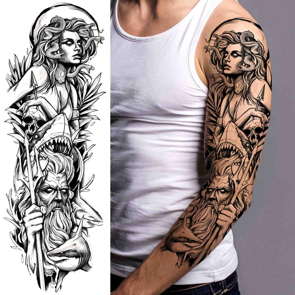 Buy Rose Flower Warrior Temporary Tattoos For Women Girl Men Tribal Full Sleeve Lion Tattoo Sticker Fake Black God Tatoos Covers Up At Affordable Prices — Free Shipping, Real Reviews With Photos — 1024_x_1024_jpg