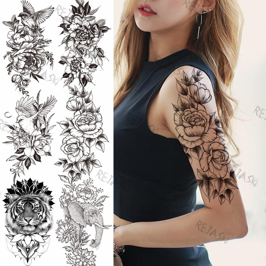 Buy Black Sexy Rose Temporary Tattoos For Women Girl Peony Elephant Tiger Realistic Fake Tattoo Bird Snake Fashion Forearm Tatoos At Affordable Prices — Free Shipping, Real Reviews With Photos — Joom 1024_x_1024_jpg