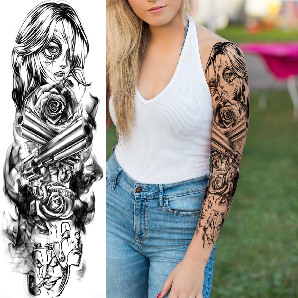 Compre Tatuagens De Manga Temporária De Rosa De Crânio Colorido Para Mulheres Meninas Realistas 3D Tatoos Lavável Peony Manga De Braço Completo Tatoo Pasta Tatoo Barato — Frete Grátis, Avaliações Reais Com 1000_x_1000_jpg