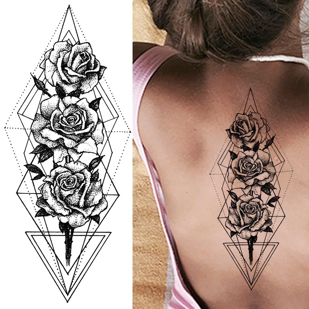 1Pc Black Flower Tatuaggi Temporanei Fake Geometric Death Skull Rose Tatoos Waterproof Fashion Body Art Chest Arm Tatoos For Women Men Acquista In Modo Economico — Spedizione Gratuita, Recensioni Reali Con Foto — 1000_x_1000_jpg
