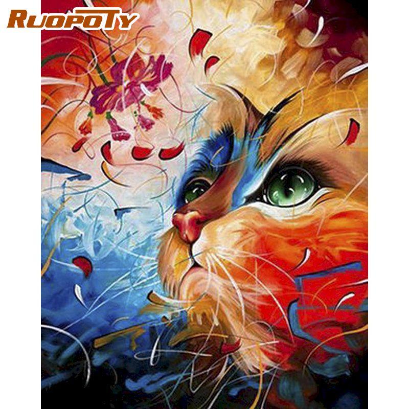 Ruopoty Rahmen Katze Diy Malerei Von Zahlen Tiere Acryl Farbung Von Zahlen Malen Auf Leinwand Von Hand Bemalt Olgemalde Fur Geschenk Gunstig Im Onlineshop Von Joom Kaufen