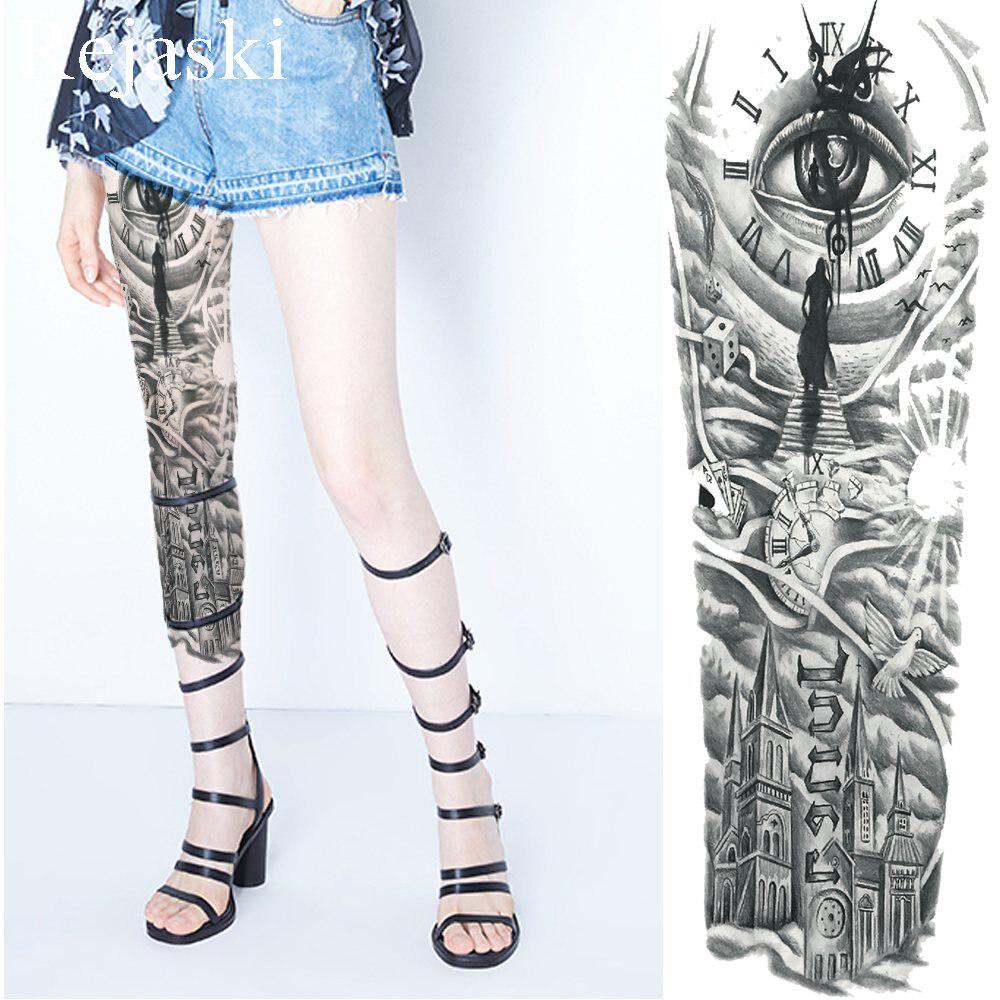 Buy 1Pc Clock Totem Eye Church Temporary Tatoo Fake Black Full Arm Cool Tattoo For Women Men Large Tatoo At Affordable Prices — Free Shipping, Real Reviews With Photos — Joom 1000_x_1000_jpg