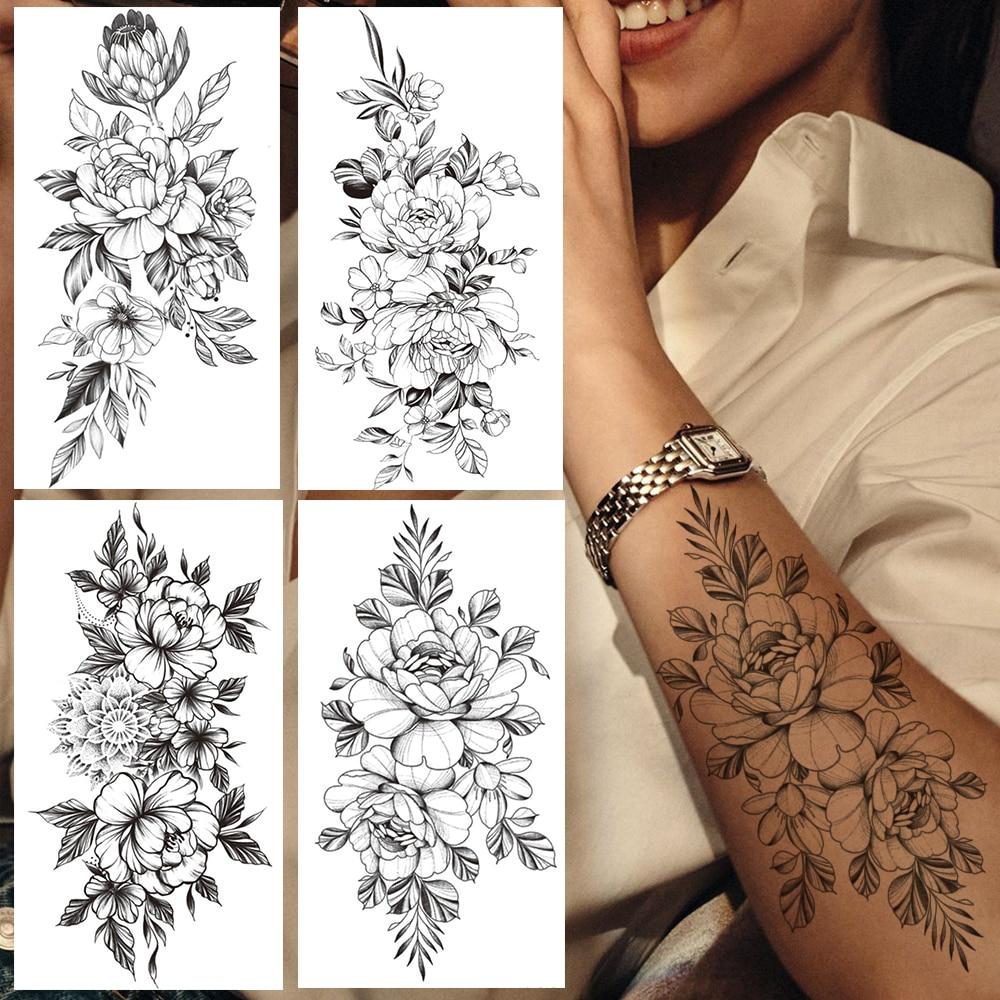 Grande Peonia Giglio Fiore Tatuaggio Temporaneo Per Le Donne Nero Mandala Henna Tatuaggi Falsi Braccio Mani Creative Sweatpea Foglia Daisy Tatoo Acquista In Modo Economico — Spedizione Gratuita, Recensioni Reali Con Foto — 1000_x_1000_jpg