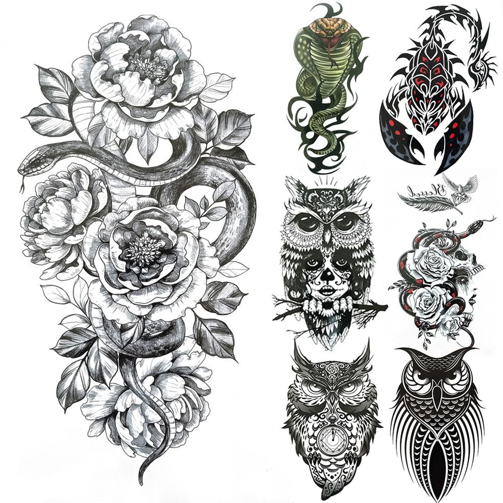 Buy Snake Flower Fake Temporary Tattoo For Women Men Bigs Scorpion Kings Tattoos Owl Skeleton Hand Thigh Geometric Tribe Daisy Tatoo At Affordable Prices — Free Shipping, Real Reviews With Photos — Joom 1000_x_1000_jpg