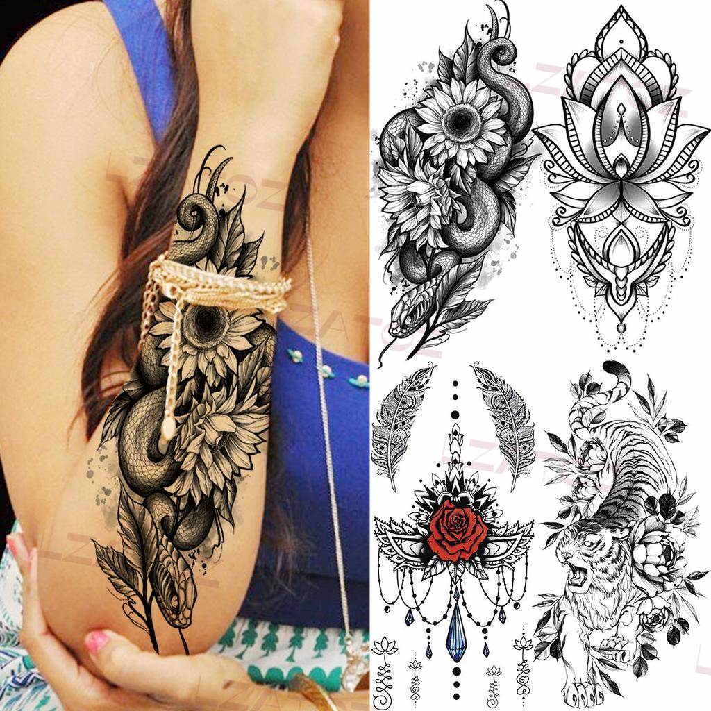 Buy 3D Snake Sunflower Temporary Tattoos For Women Adult Pendant Rose Tiger Henna Fake Tattoo Unique Body Art Painting Tatoos Decal At Affordable Prices — Free Shipping, Real Reviews With Photos — Joom 1024_x_1024_jpg