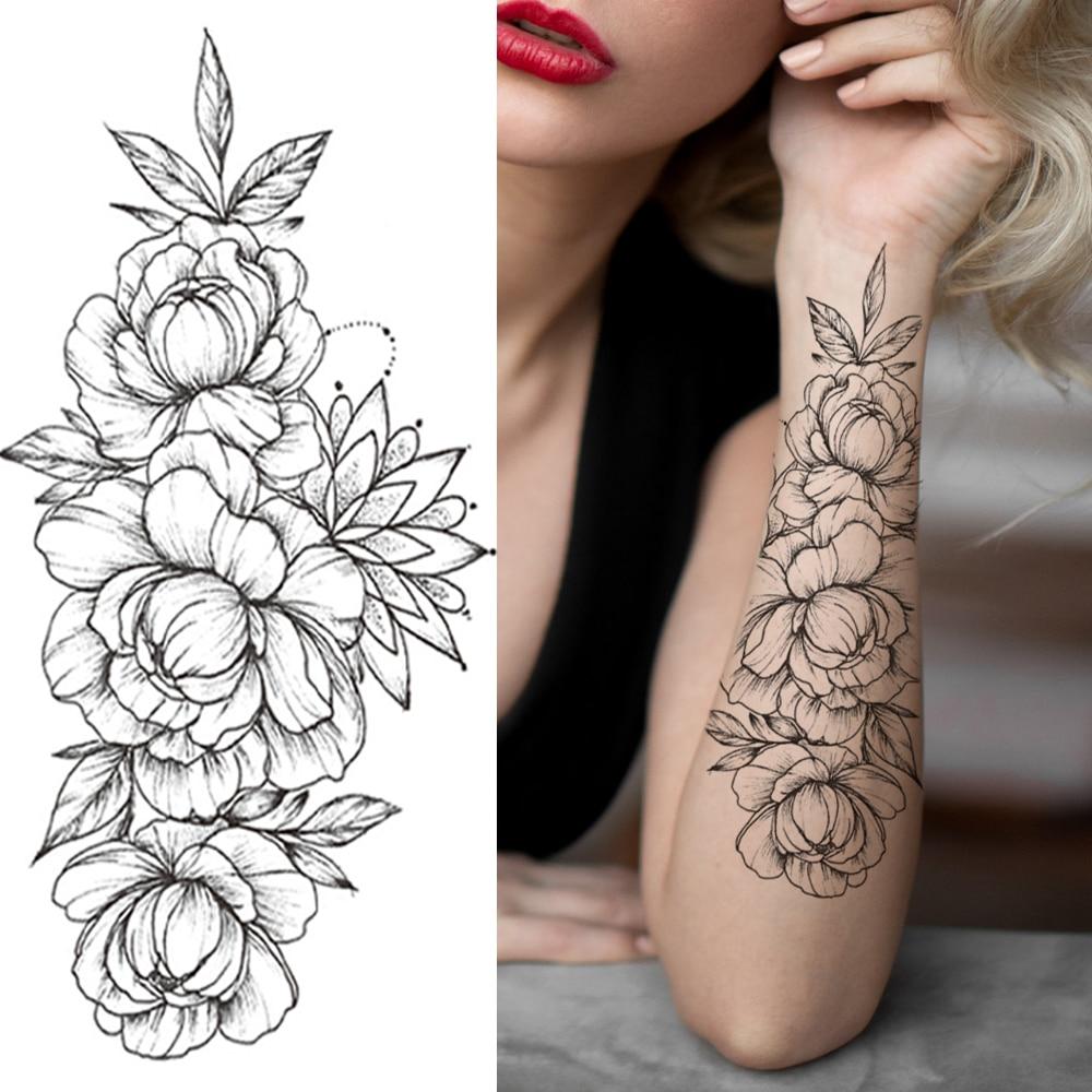 Black Thorns Peony Temporary Tattoos Femmes Fake Leaf Rose Dahlia Realistic Tattoo Sticker Transfer Tattos Chest Shoulder Acheter À Prix Bas — Livraison Gratuite, Avis Réels Avec Des Photos — Joom 1000_x_1000_jpg