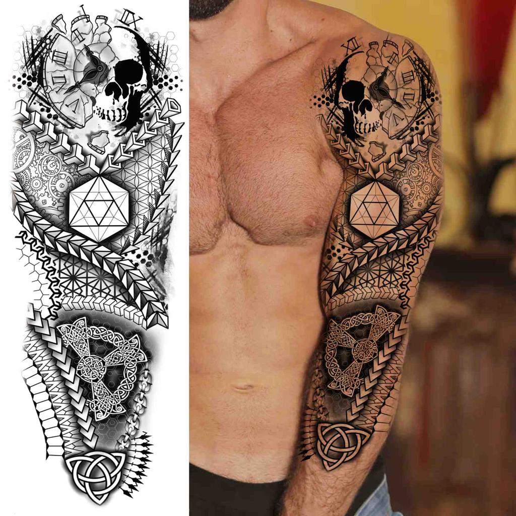 Orologio Fai-Da-Te Rosa Tatuaggi Temporanei Manica Per Donne Uomini Teschio Indiano Braccio Pieno Tatuaggio Falso Adesivi Per Tatuaggi Monouso Extra Large Acquista In Modo Economico — Spedizione Gratuita, Recensioni Reali Con Foto — 1024_x_1024_jpg