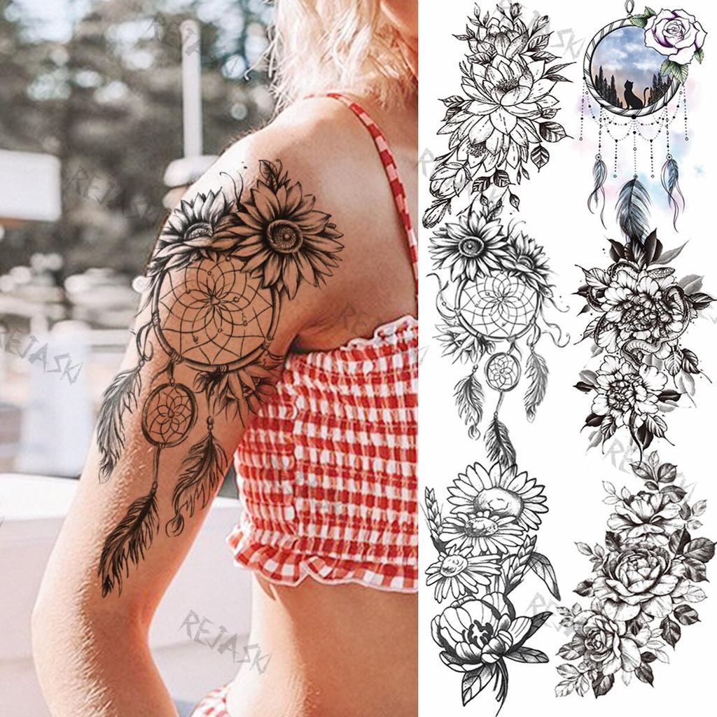 Nero Grande Acchiappasogni Tatuaggi Temporanei Per Le Donne Ragazza Lotus Peonia Realistico Falso Tatuaggio Adesivo Braccio Indietro Sexy Girasole Tatoo Acquista In Modo Economico — Spedizione Gratuita, Recensioni Reali Con Foto — Joom 1024_x_1024_jpg