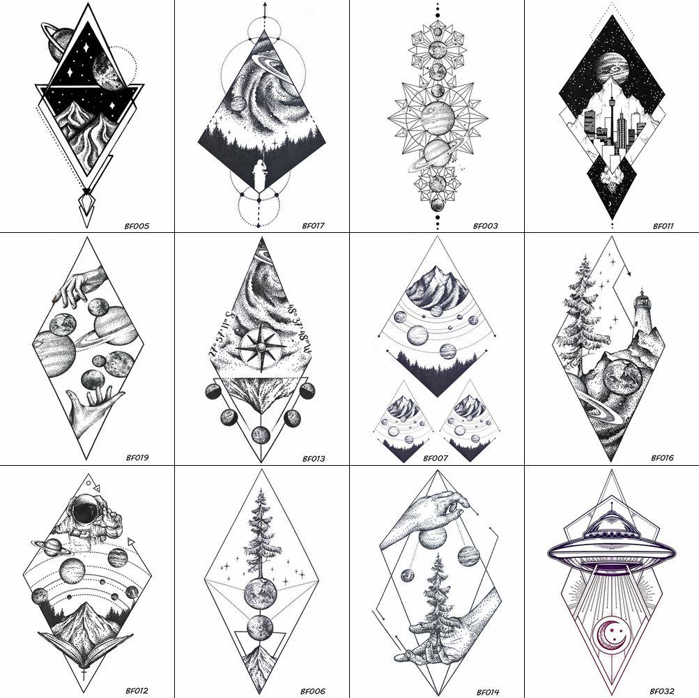 Buy 12 Pieces/Lot Geometric Universe Planet Men Temporary Tattoos Stickers For Women Arm Diy Small Fake At Affordable Prices — Free Shipping, Real Reviews With Photos — Joom 1001_x_1003_jpg