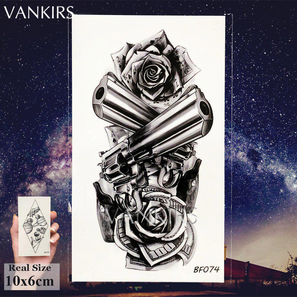 Compre 1Pc 3D Flower Temporary Tattoos Sticker Women's Fashion Body Art Tatoos Fake Black Gun Rose Tattoos Barato — Frete Grátis, Avaliações Reais Com Fotos — Joom 1000_x_1000_jpg
