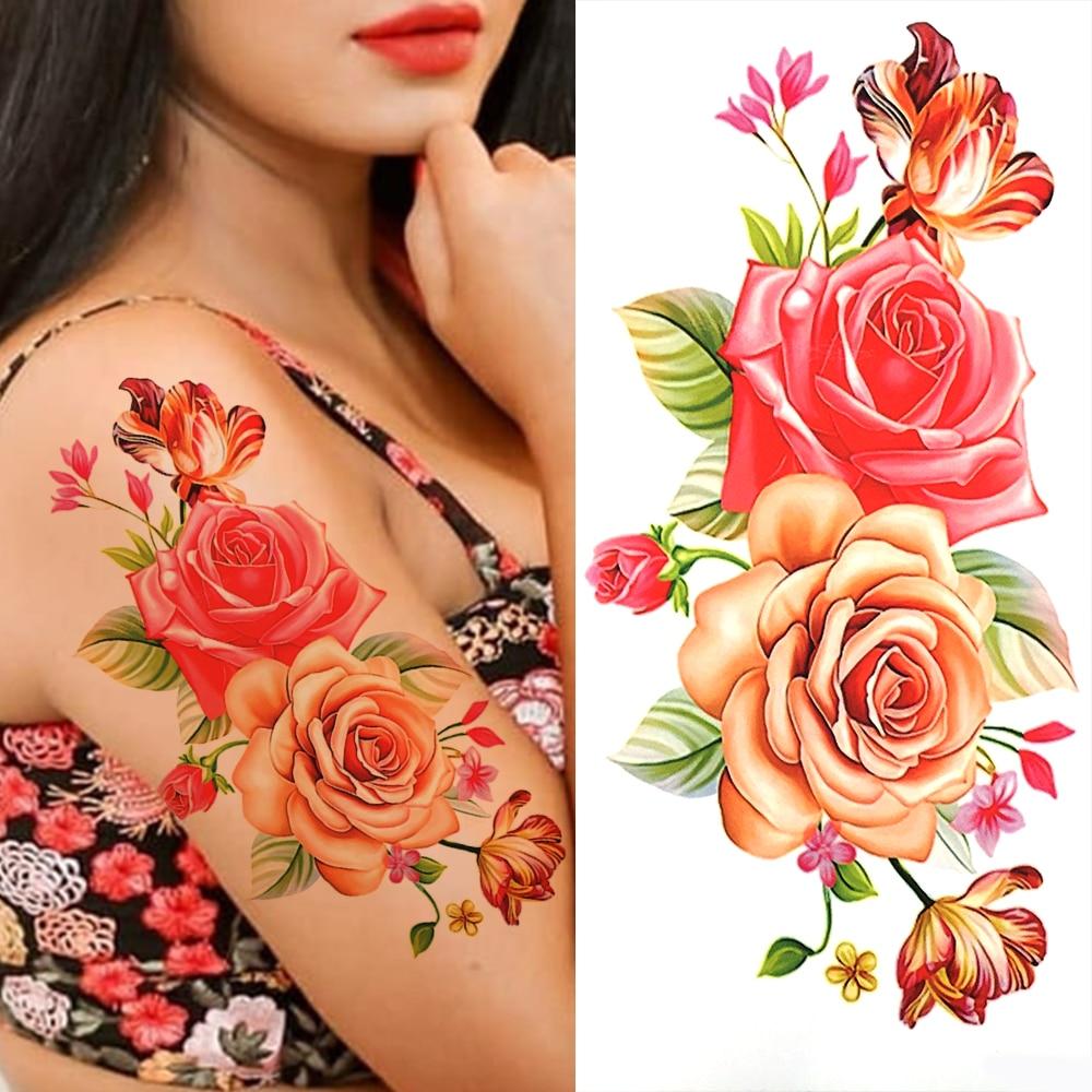 Buy Purple Rose Flower Temporary Tattoos For Women Girl Fake Peony Orchid Carnations Tattoo Sticker 3D Blossom Tatoos Watercolour At Affordable Prices — Free Shipping, Real Reviews With Photos — Joom 1000_x_1000_jpg
