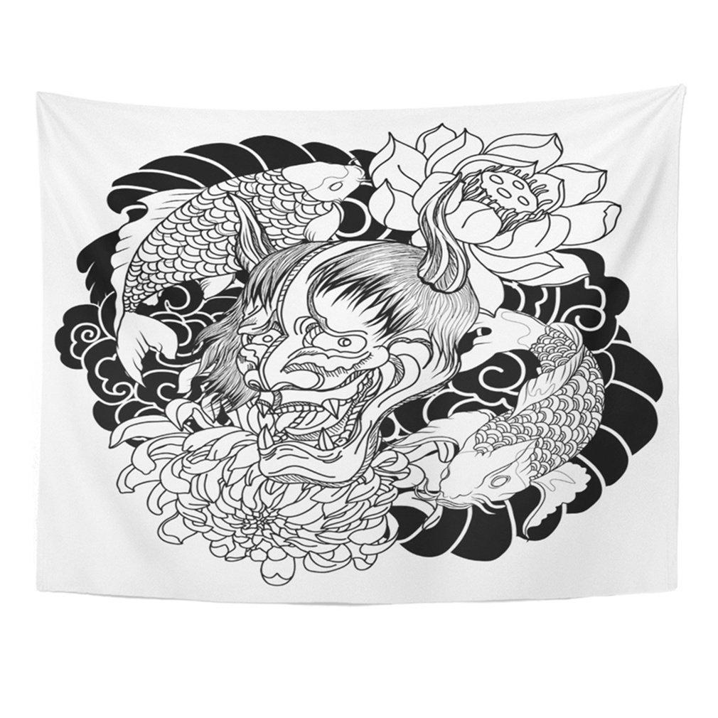 Demon Mask Carp Fish Tattoo Oni With Chrysanthemum Flower Koi Wall Tapestry 51X60Inch/128X150Cm Günstig Kaufen — Preis, Kostenloser Versand, Echte Bewertungen Mit Fotos — Joom 1010_x_1010_jpg