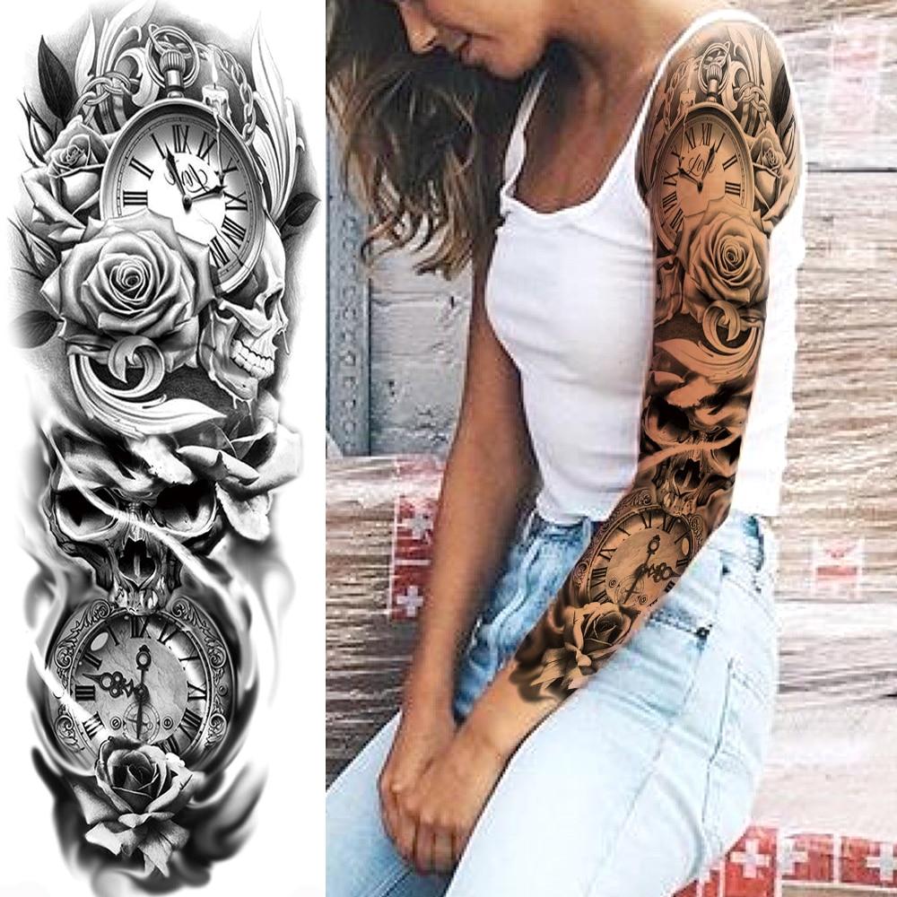 Buy Compass Flower Temporary Tattoo For Women Men Black Foeest Tiger Tattoos Sticker Sleeve Fake Disposable Covers Up Tatoos Arm At Affordable Prices — Free Shipping, Real Reviews With Photos — Joom 1000_x_1000_jpg