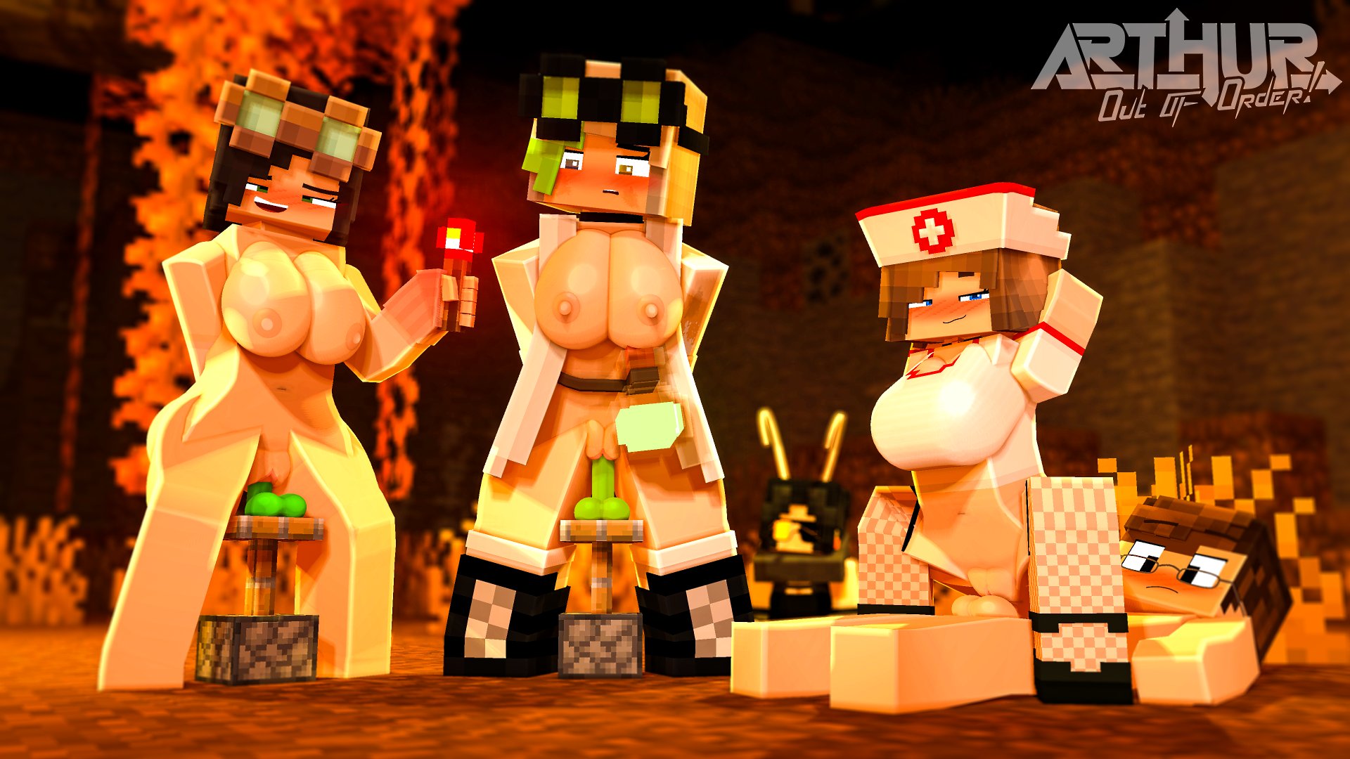 Sex with a nurse in the Minecraft game