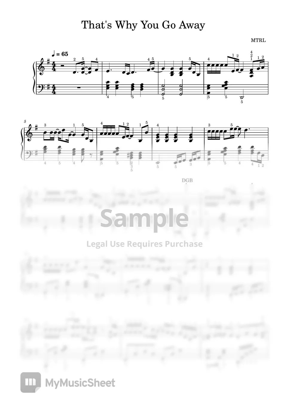 MTRL - Thats Why You Go Away (Piano Solo) by SangHeart Play