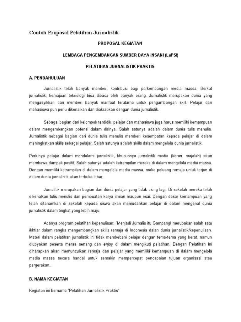 Contoh Laporan Kegiatan Jurnalistik