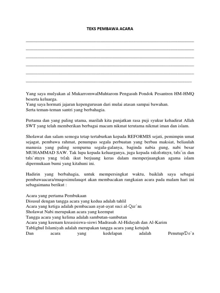 Kumpulan Teks Mc Tahlilan Terbaru - Contoh Teks Pembawa Acara Terbaru