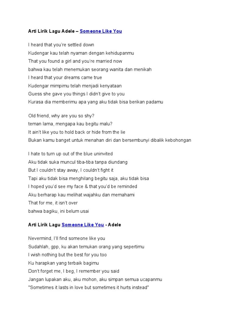 Arti Lirik Lagu Adele | PDF | Rekreasi