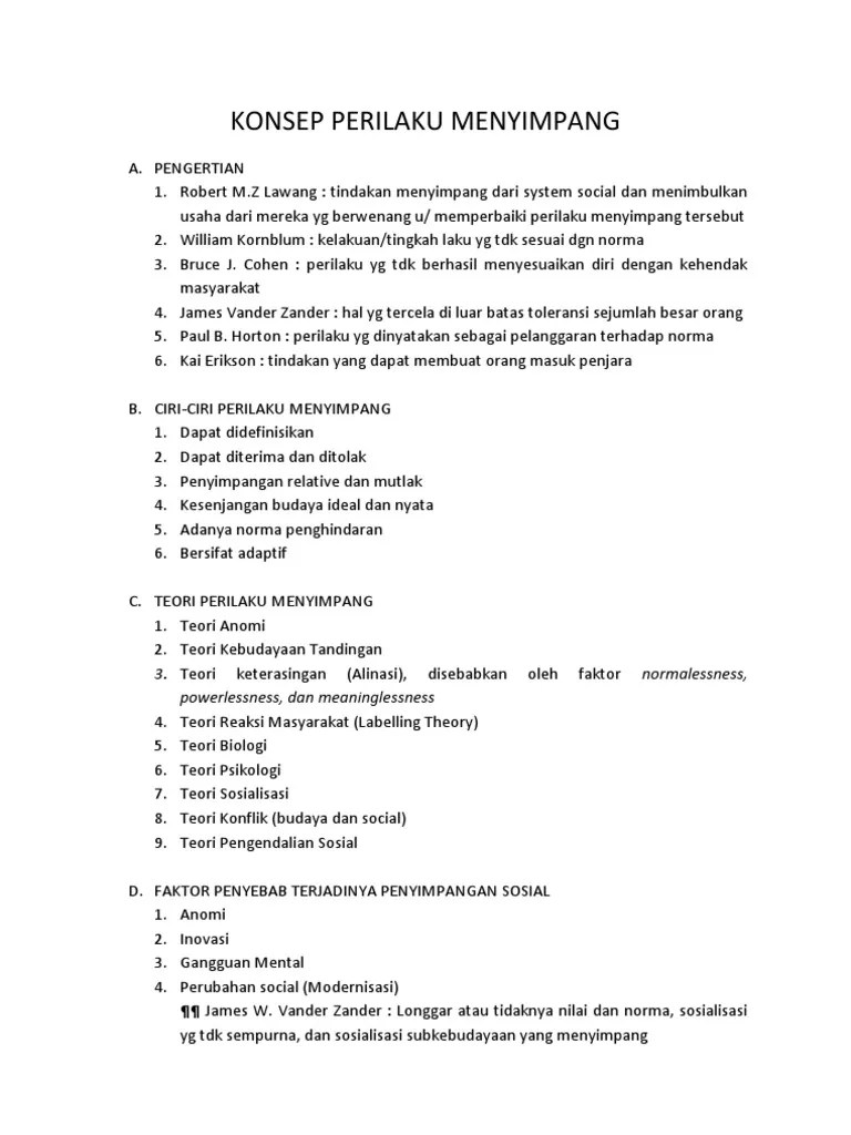Konsep Perilaku Menyimpang | PDF