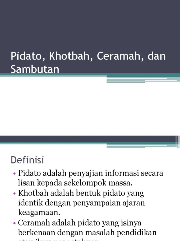 Pidato, Khotbah, Ceramah, Dan Sambutan | PDF