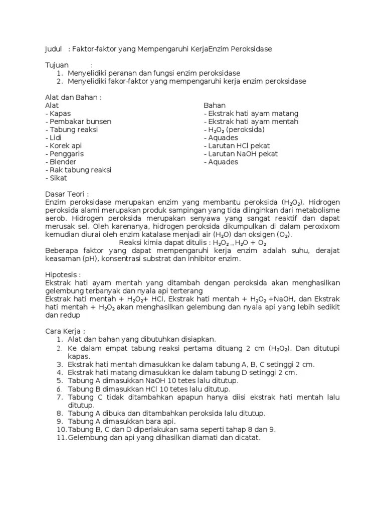 Laporan Praktikum Enzim Katalase | PDF