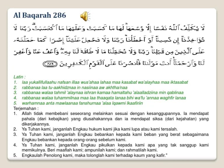 Terjemahan Surah Al Baqarah Ayat 286