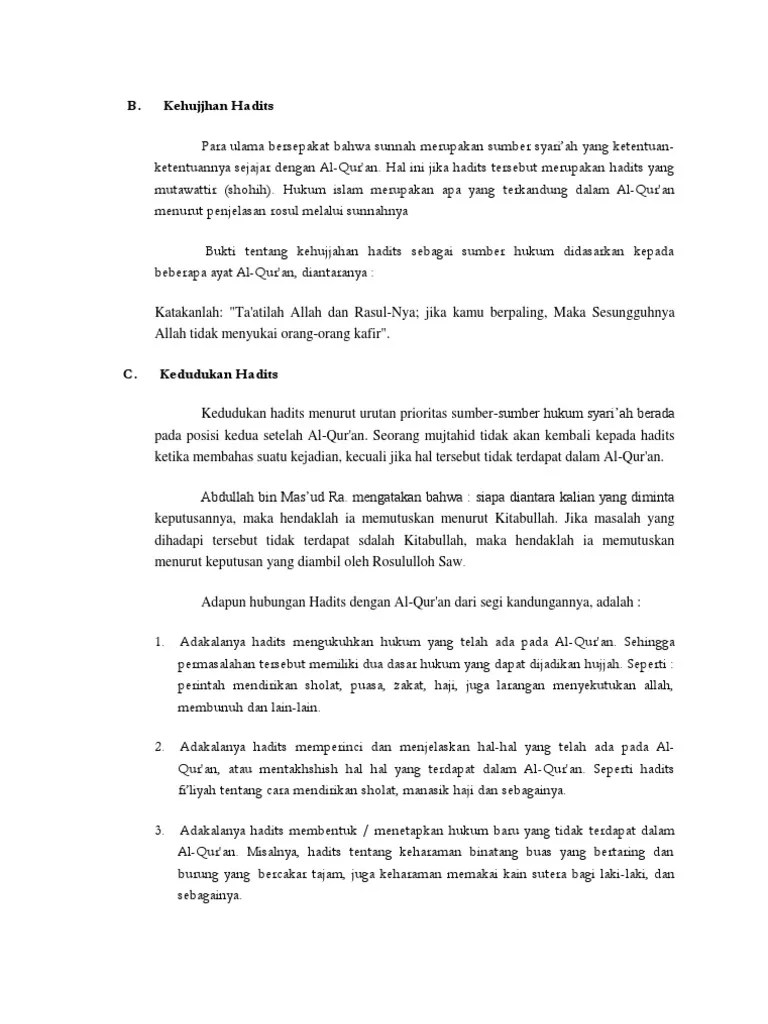 Tugas 1 Bukti Kehujjahan Hadist Dan Fungsi Hadist Terhadap Al-qur&rsquo;An | PDF
