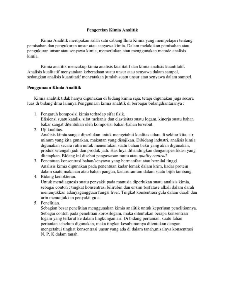 Pengertian Kimia Analitik | PDF