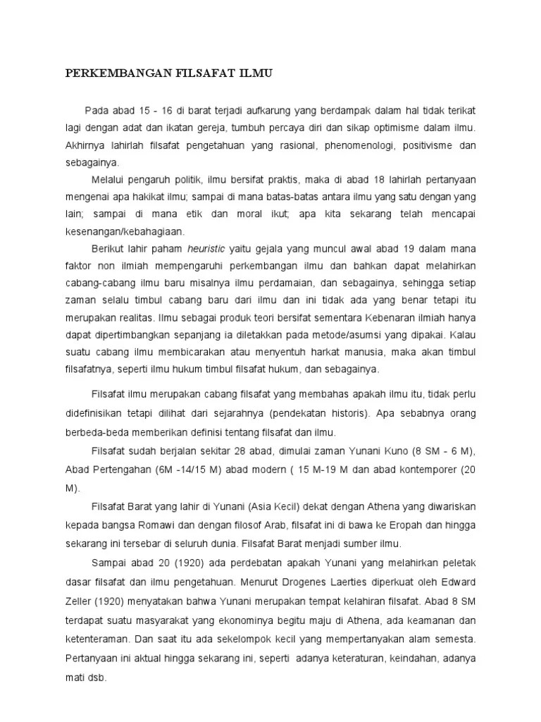 Perkembangan Filsafat Ilmu | PDF
