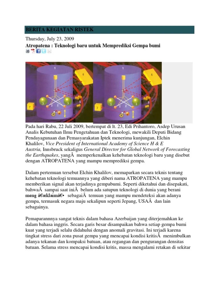 Berita Kegiatan Ristek | PDF | Gempa Bumi | Peramalan