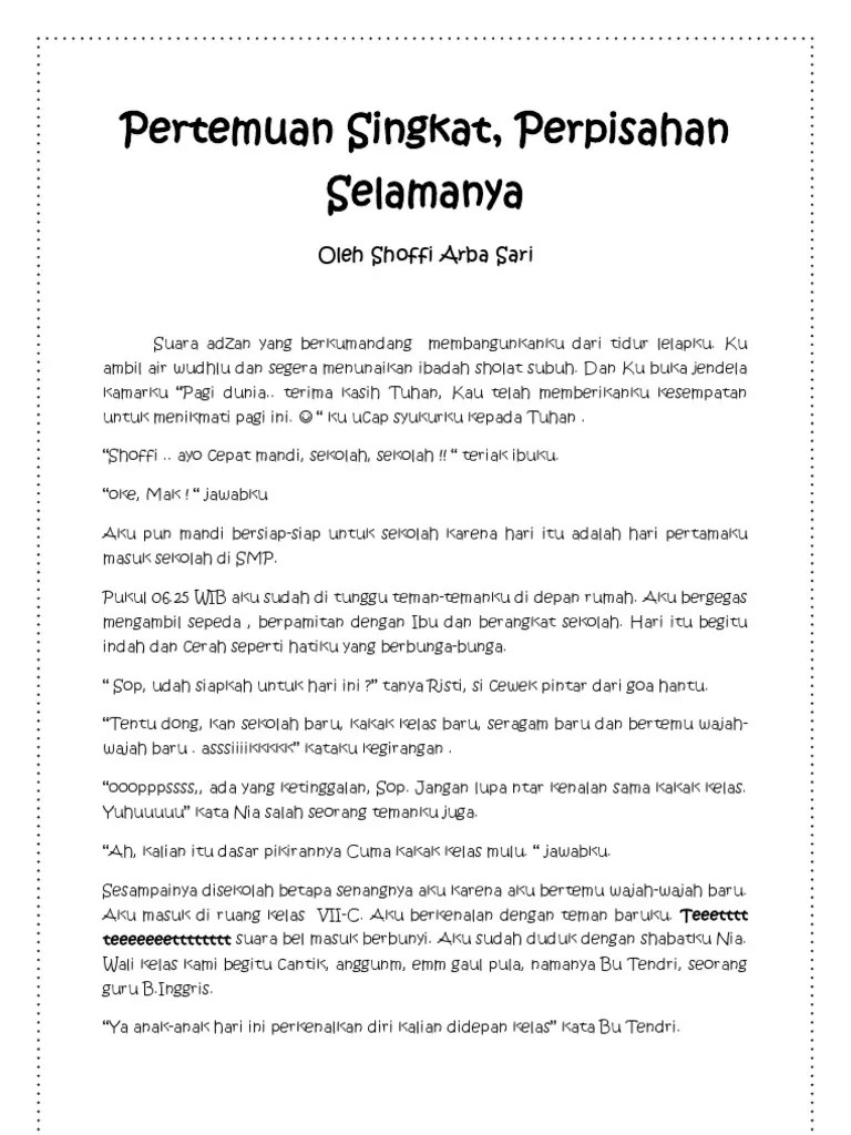 Cerpen - Pertemuan Singkat Perpisahan Slamanya | PDF