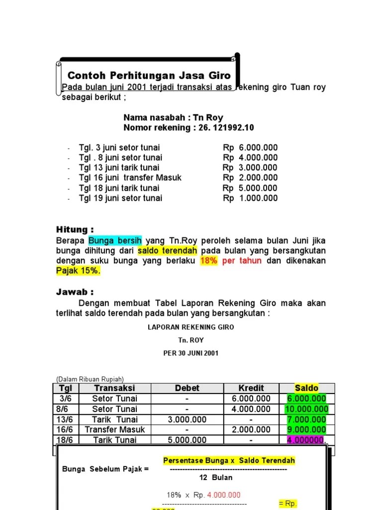 Contoh Perhitungan Jasa Giro | PDF