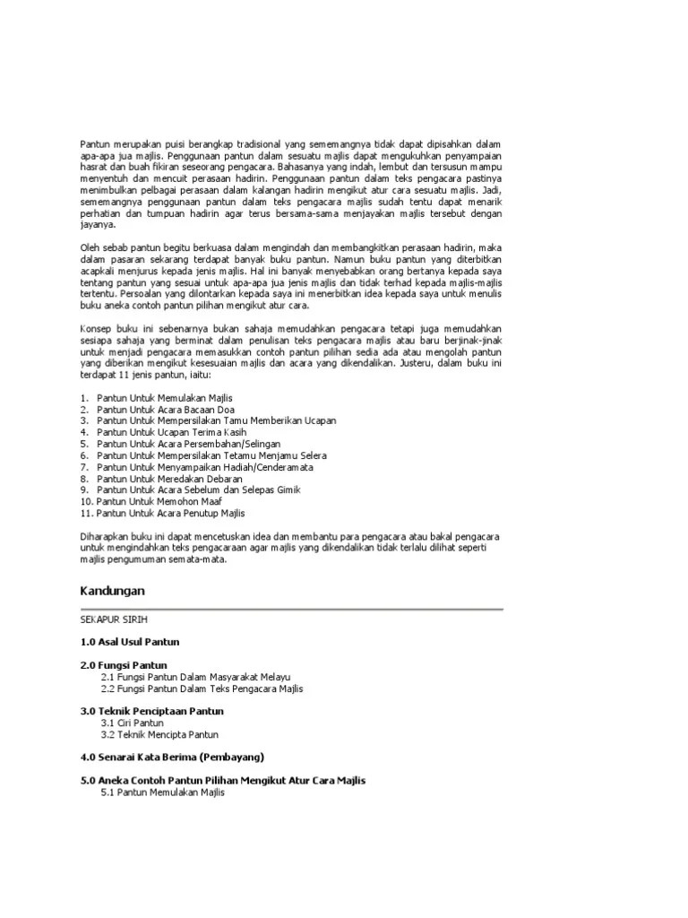 Pantun Melayu Pembuka Dan Penutup Acara – Rasanya