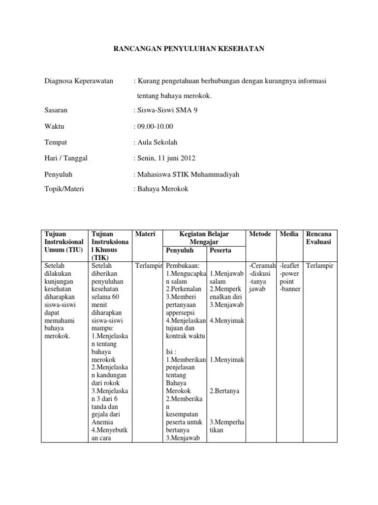 Rancangan Penyuluhan Kesehatan | PDF
