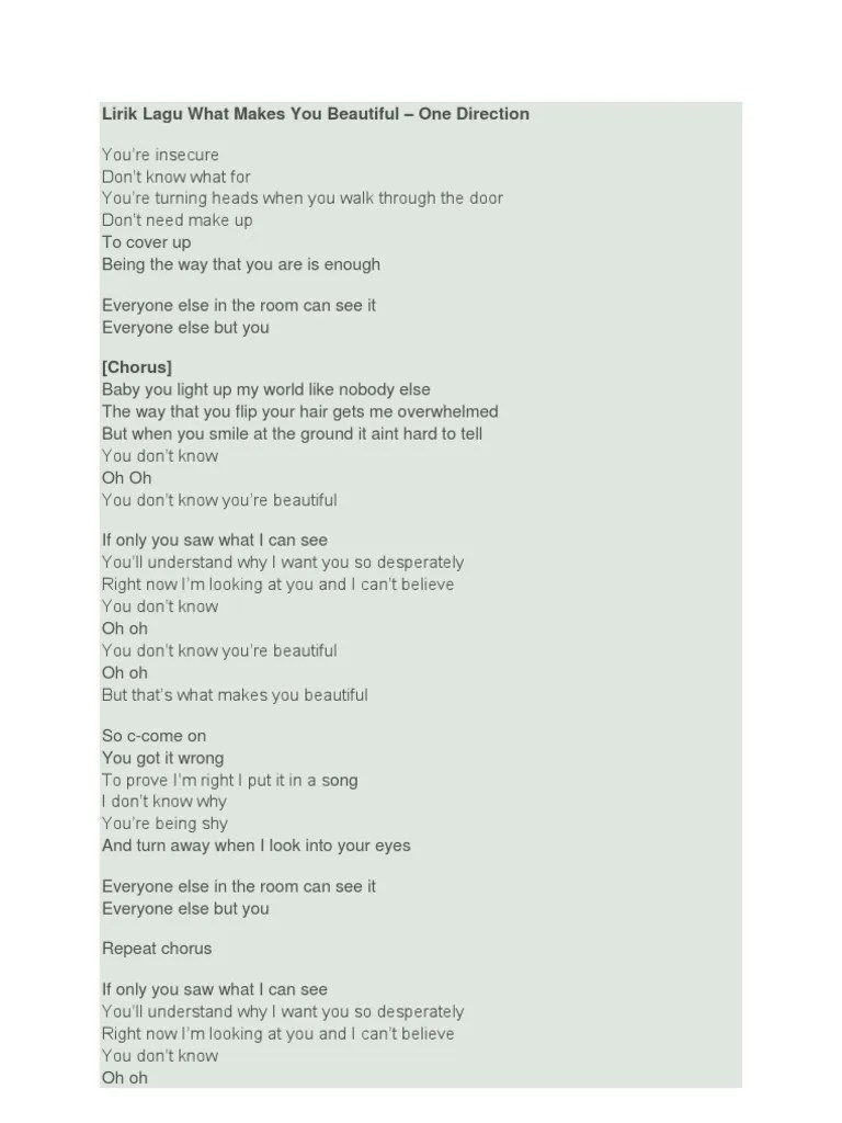 Lirik Lagu What Makes You Beautiful | PDF