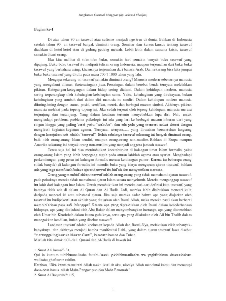 Rangkuman Ceramah Mingguan Bp. Achmad Chodjim | PDF