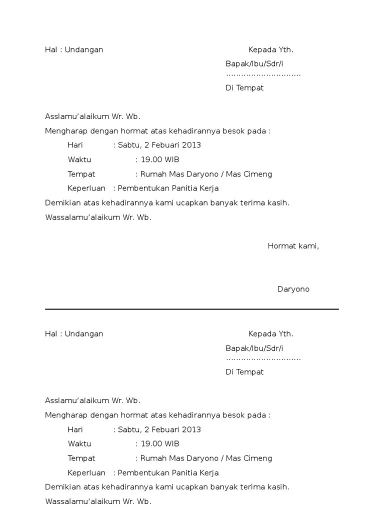 Contoh Undangan Pembentukan Panitia | PDF