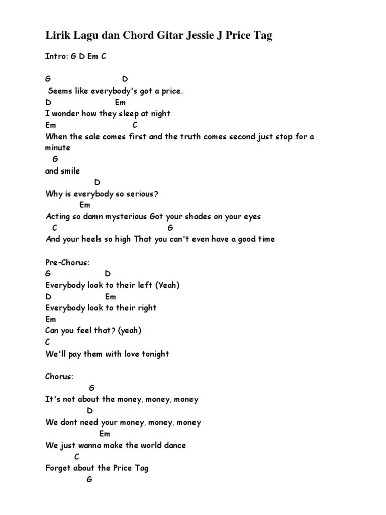 Lirik Lagu Dan Chord Gitar Jessie J Price Tag | PDF | Song Structure | Song  Recordings