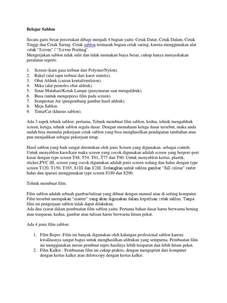 Belajar Sablon | PDF