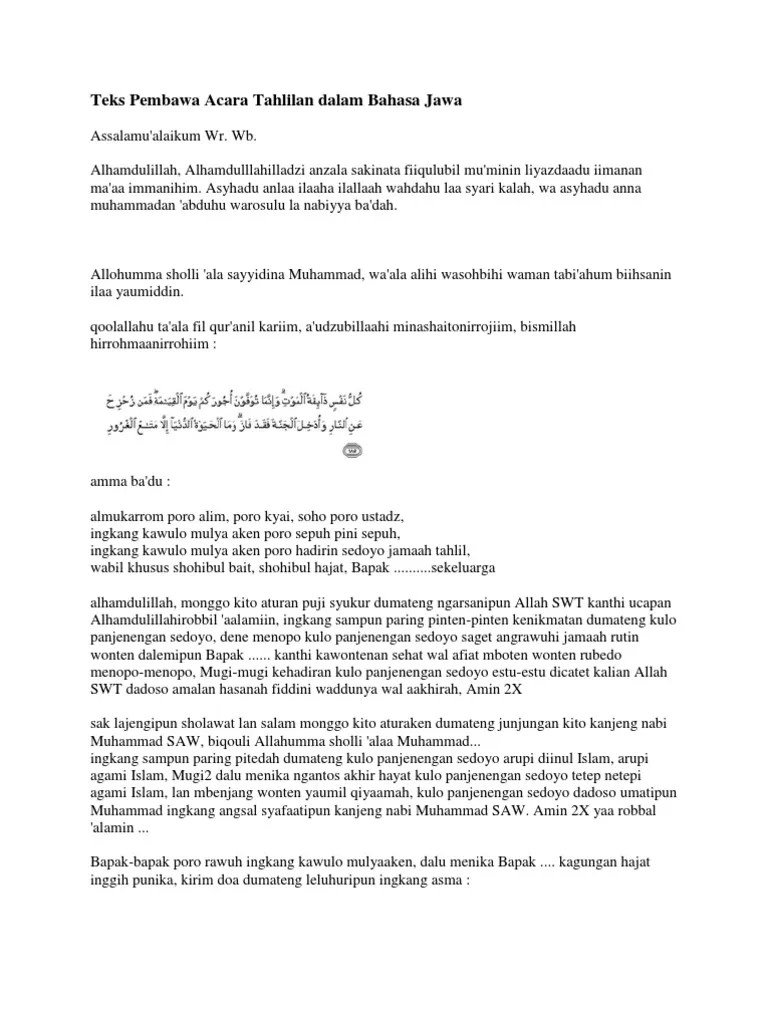 Contoh Mc Bahasa Jawa Acara Maulid Nabi - Ke Joglo